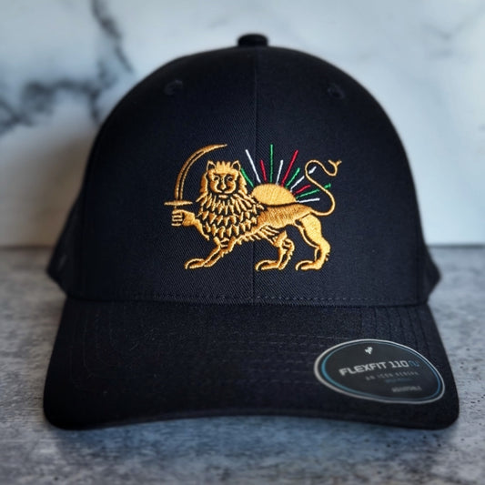 The Lion and the Persian Sun Baseball Hat - Iranian Flag Rays of Sun