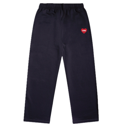 Carlmont Embroidered Red Heart Cuffless Sweatpants