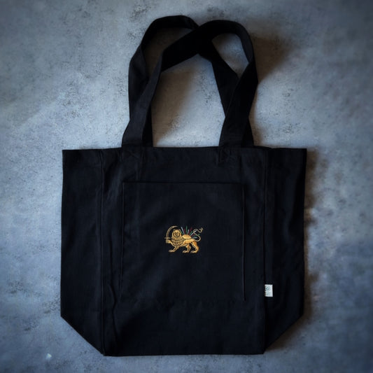 Embroidered The Lion and The Sun Eco friendly Tote with Pockets