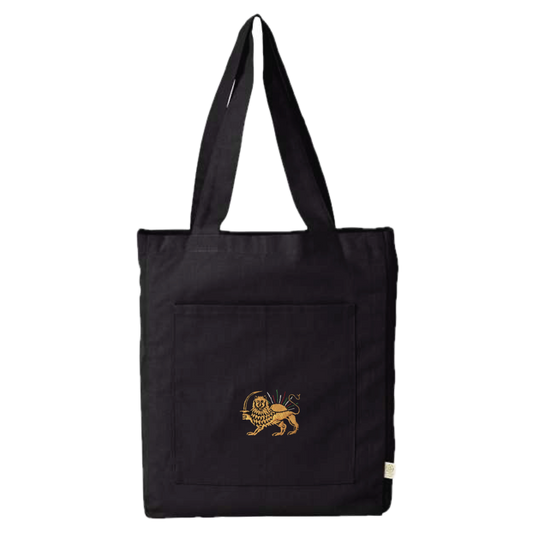Embroidered The Lion and The Sun Eco friendly Tote with Pockets